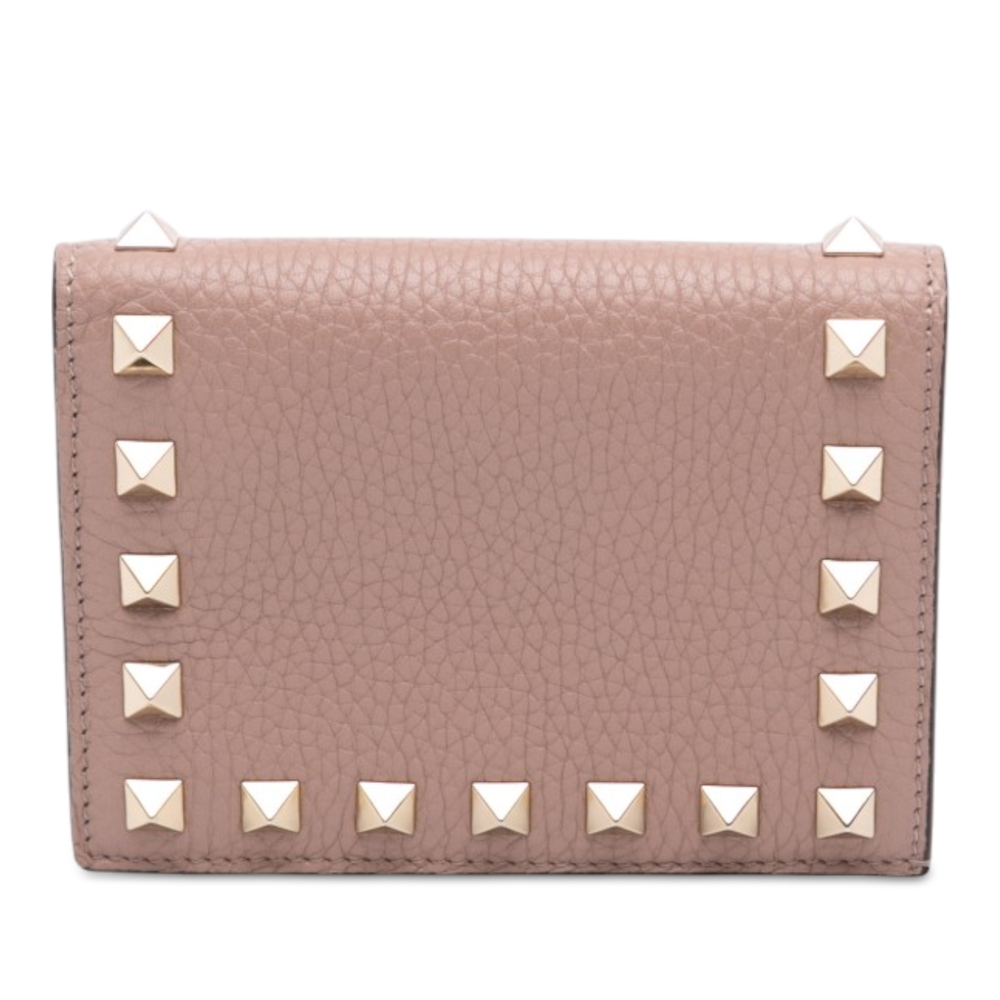 Pre-Loved Valentino Leather Rockstud Compact Wallet